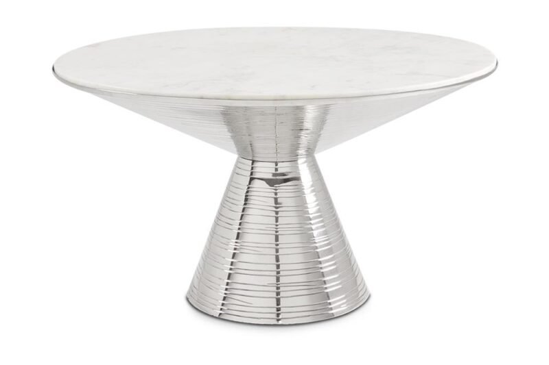 Valentine coffee table: white marble with Silver frame